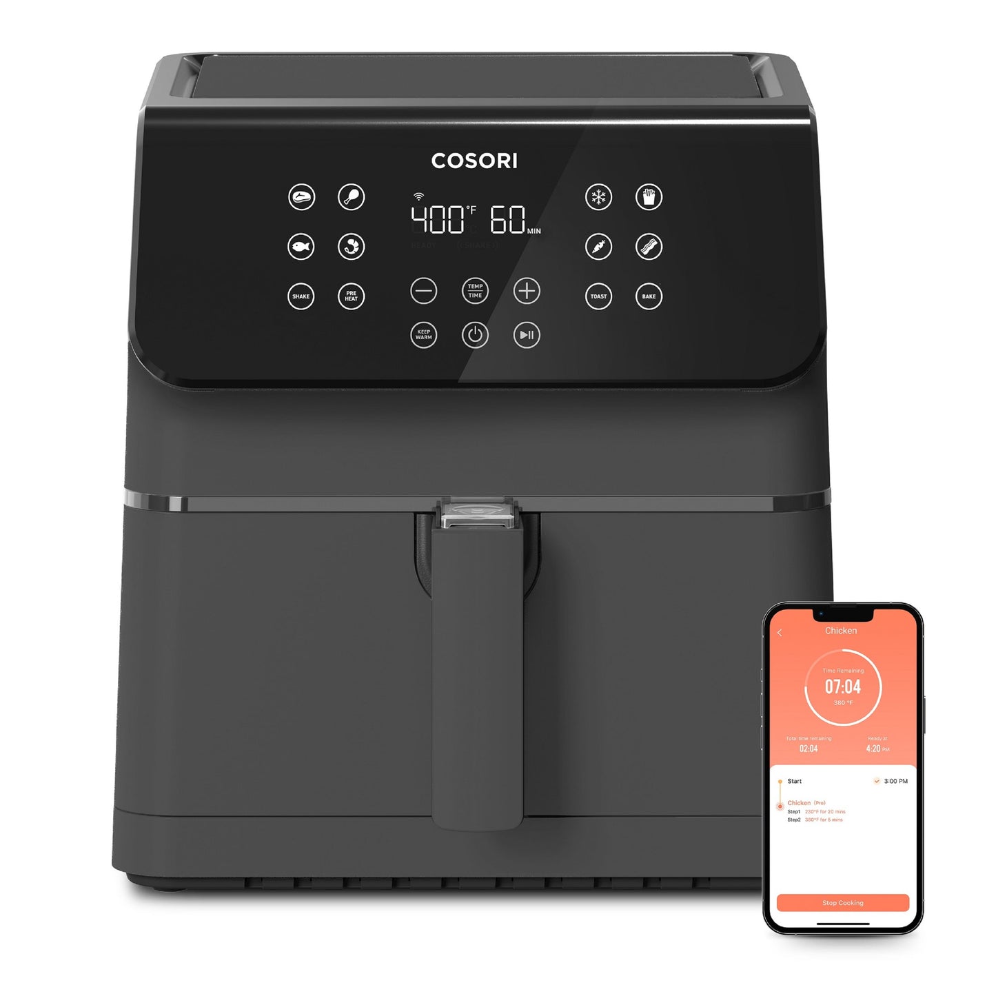 COSORI Pro II 5.8-Quart Smart Air Fryer, 12-in-1, Walmart Exclusive Bonus, Voice Control, Red