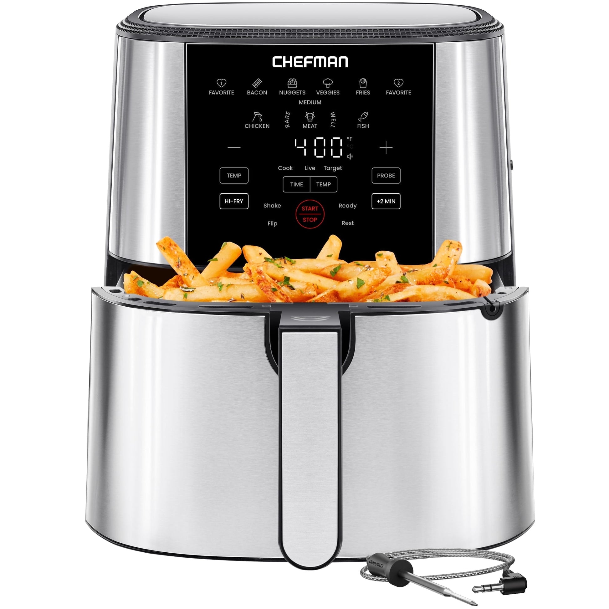 Chefman ExacTemp 5 Qt. Digital Air Fryer with Temperature Probe - Stainless Steel