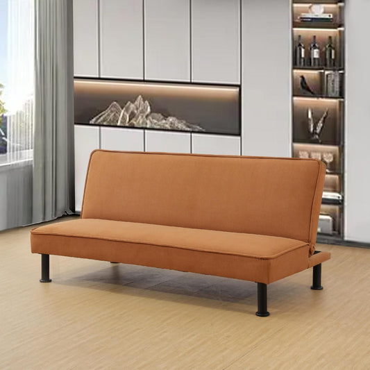 Convertible Sofa Couch Futon Bed Fannel Sleeper Sofa, Adjustable Futon Couch, Loveseat for Living Room,Light Coffee