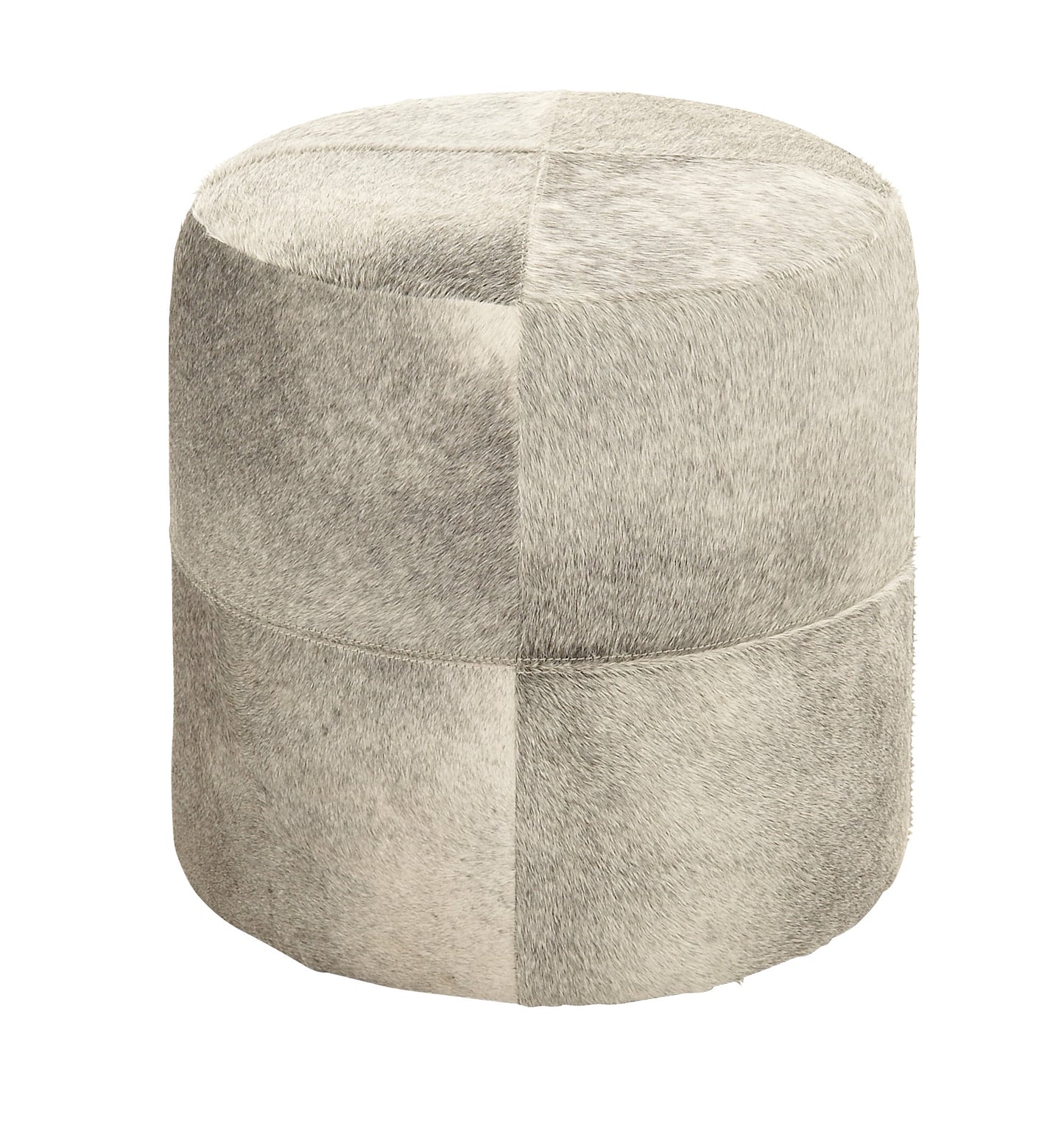 DecMode Leather Handmade Cowhide Stool with Patchwork Pattern, Gray