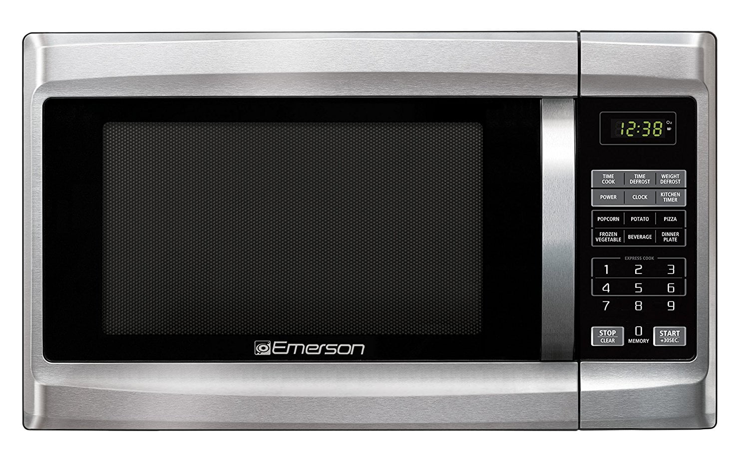 Emerson 1.3 Cu Ft 1000 Watt, Touch Control Microwave Oven, Stainless Steel/Black, MW1338SB