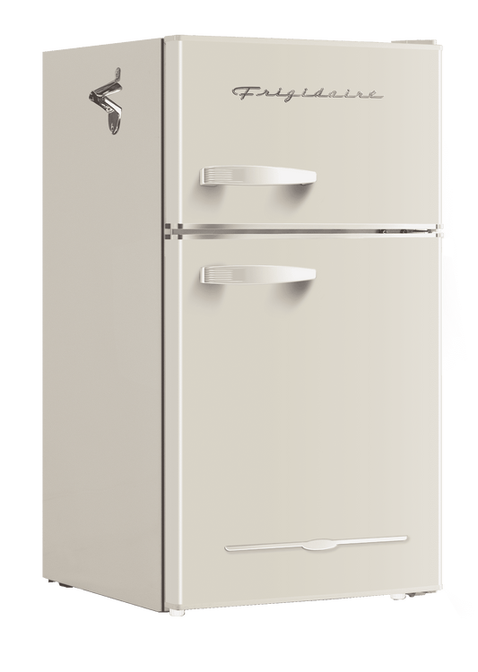 Frigidaire, 3.1 Cu. Ft. 2 Door Retro Compact Refrigerator , Built-In Side Bottle Opener, Cream