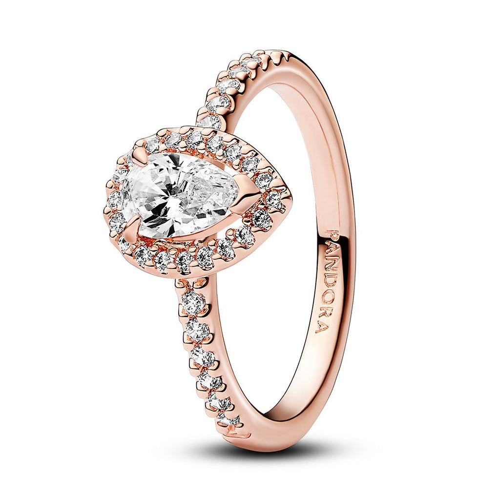 Sparkling Pear Halo Ring