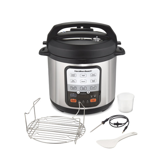Hamilton Beach 6 Quart 6-in-1 Pressure Cooker, Multi-Cooker, Slow Cooker, Steamer, Sauté, Rice Cooker, & More