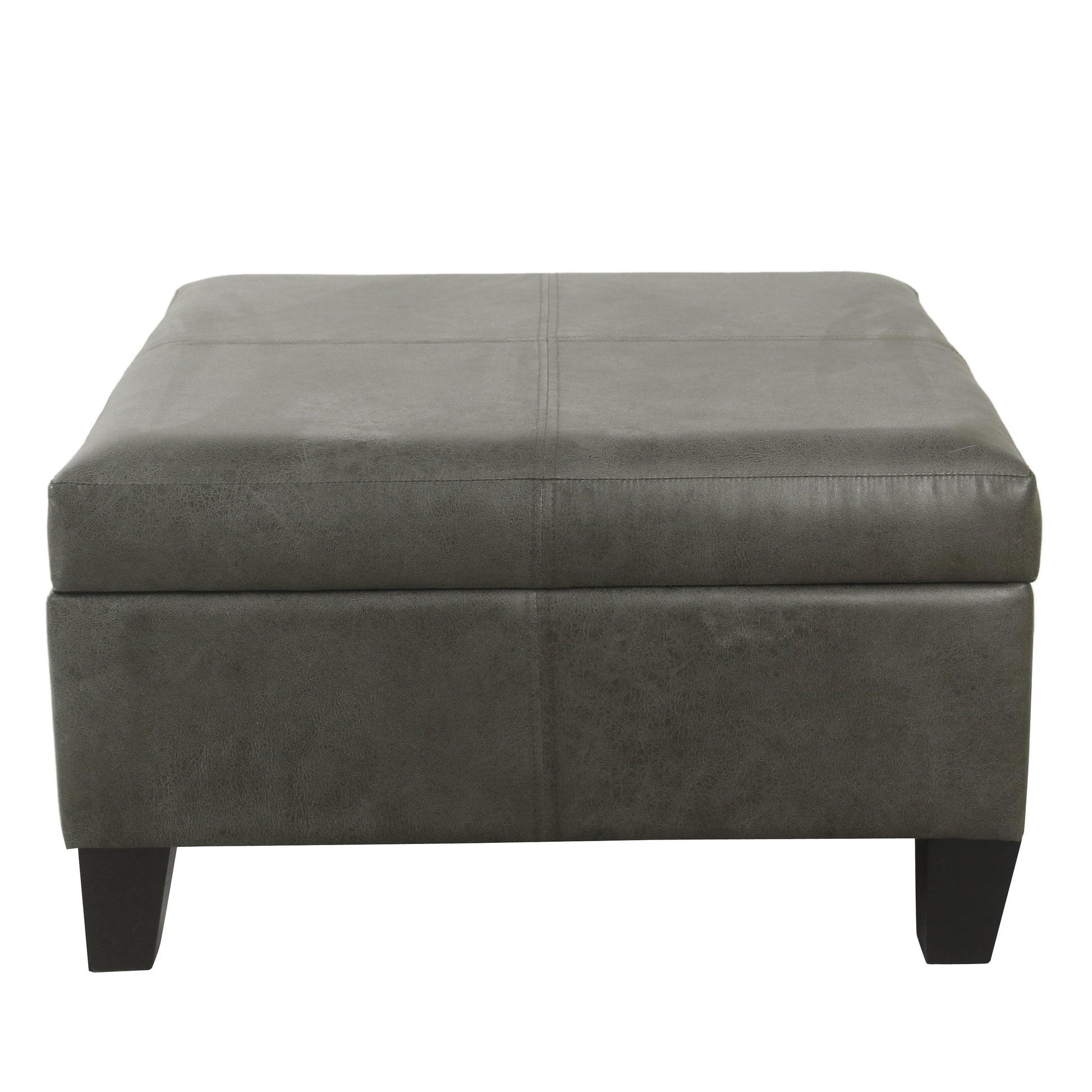HomePop Luxury Large Faux Leather Storage Ottoman, Multiple Colors