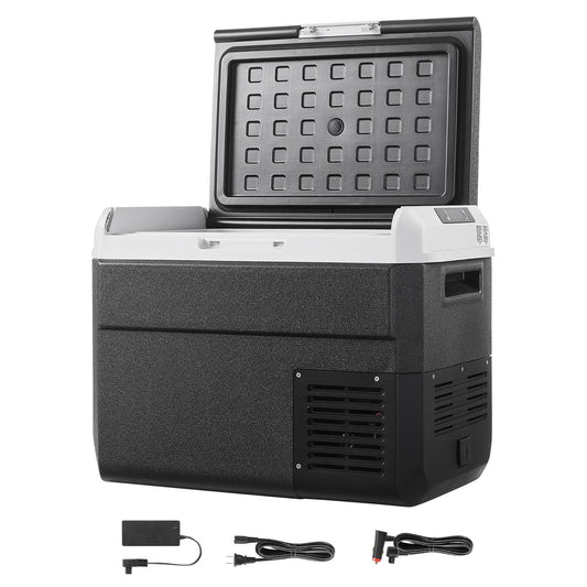 KFFKFF 12V Portable Car Refrigerator, 31.7QT/30L Electric Cooler with Adjustable Temperature Range -4℉ to 68℉, Dual Power Options for Outdoor Adventures, Camping, Travel, and RV Use