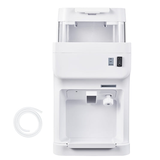 KFFKFF Electric Ice Shaver and Crusher, 220lbs/Hour Snow Cone Machine with 8L Ice Storage, 350W 1500RPM Countertop Shaved Ice Maker for Home, Events, and Business Use (White)