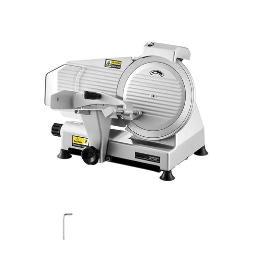 KFFKFF 10 inch 180W Commercial Meat Slicer with a Premium 65Mn Blade Electric Food Deli Slicer Semi-Automatic Stainless Steel for Home Use