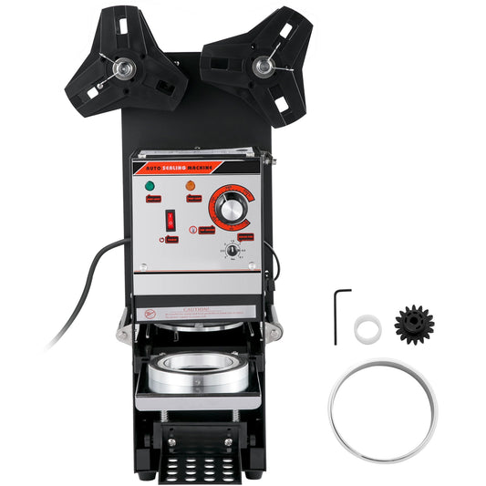 KFFKFF Partially Automated Beverage Lid Applicator, Capable of Sealing 300-500 Cups per Hour, Dark-Colored Bubble Tea Lid Application Device, Suitable for 90/95mm Diameter Cups