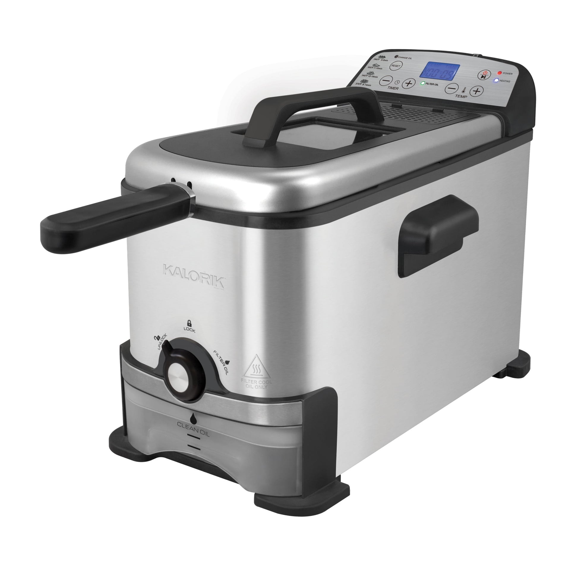 Kalorik 3.2 Quart Digital Deep Fryer with Oil Filtration, in Stainless Steel (FT 44247 BK)