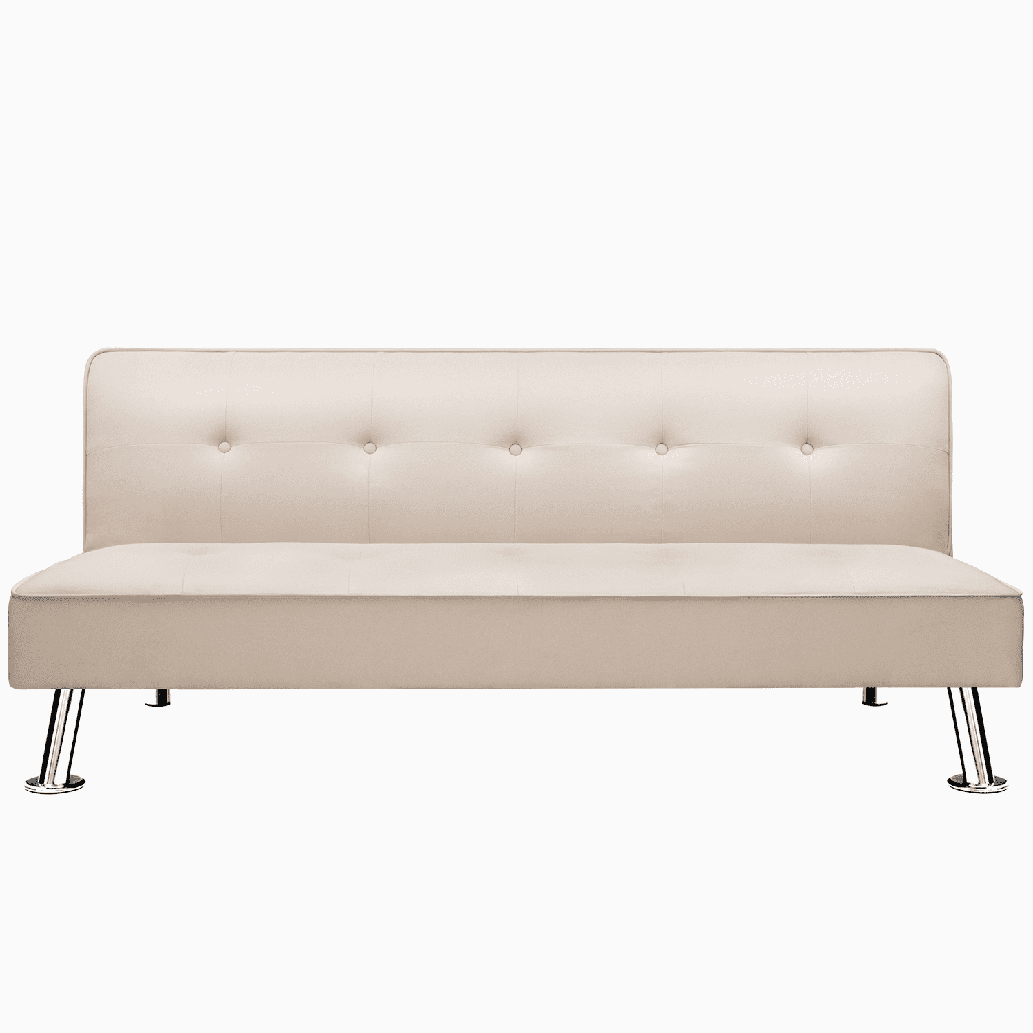 Lacoo Linen Futon Sofa Bed Modern Convertible Fabric Folding Recliner Lounge Couch for Living Room, Beige