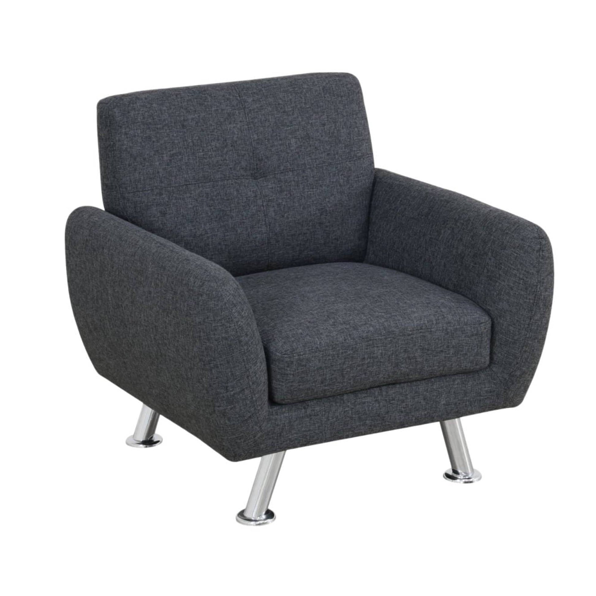 Mid Century Modern Sofa Couch Single Couches Chair with Metal Leg for Living Room Furniture, Black Grey