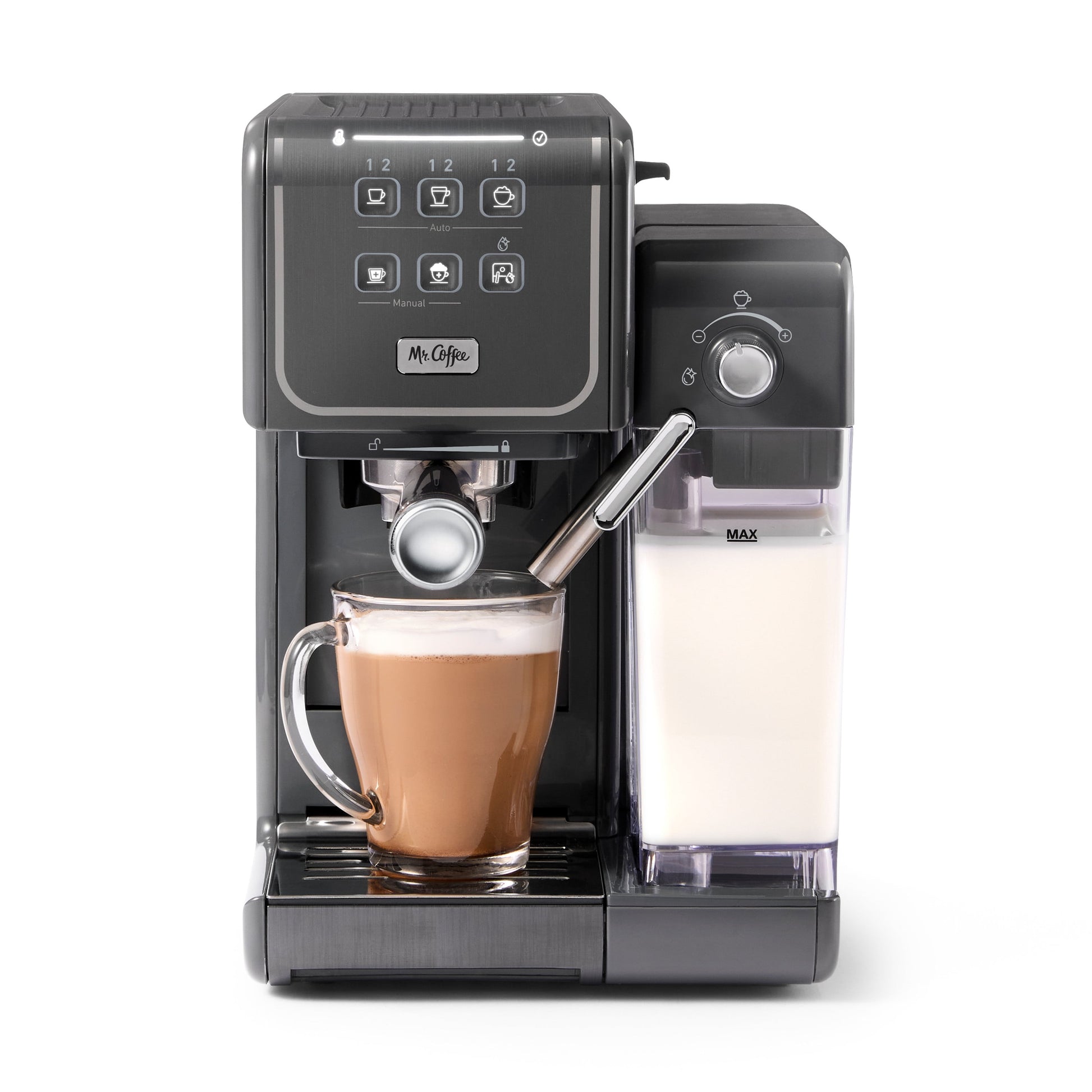 Mr. Coffee New One-Touch CoffeeHouse Espresso, Cappuccino, and Latte Maker, Grey