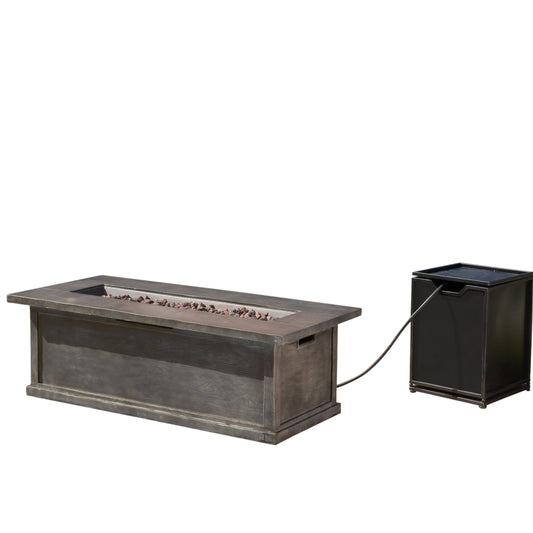 Noble House Anchorage Outdoor 500 BTU Fire Pit in Gray Wood Finish/Black