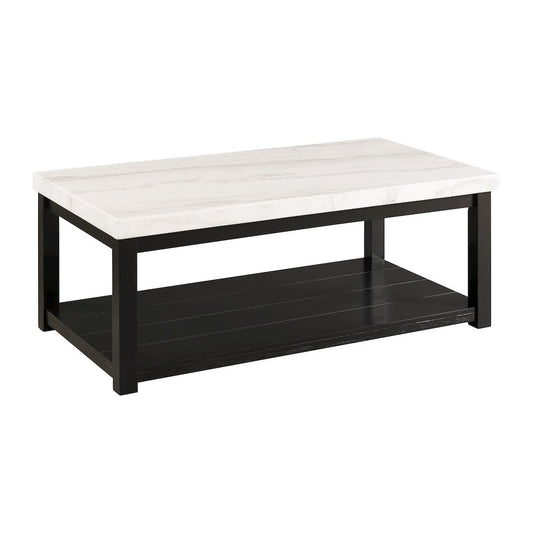 Picket House Furnishings Evie Marble Rectangle Coffee Table in White/Black