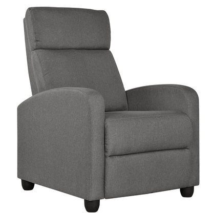 Renwick Fabric Push Back Theater Recliner Chair with Footrest, Gray