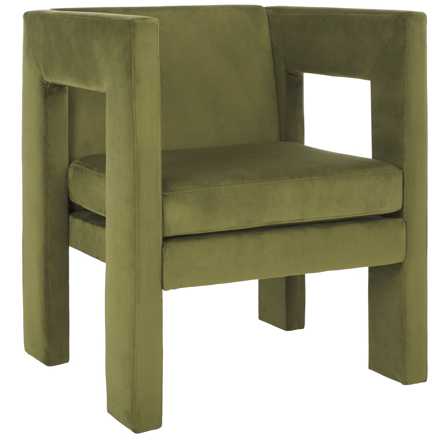SAFAVIEH Vidar Modern Style Accent Chair, Olive Velvet