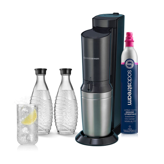 SodaStream Aqua Fizz (Black) Sparkling Water Maker with CO2 and Glass Carafes