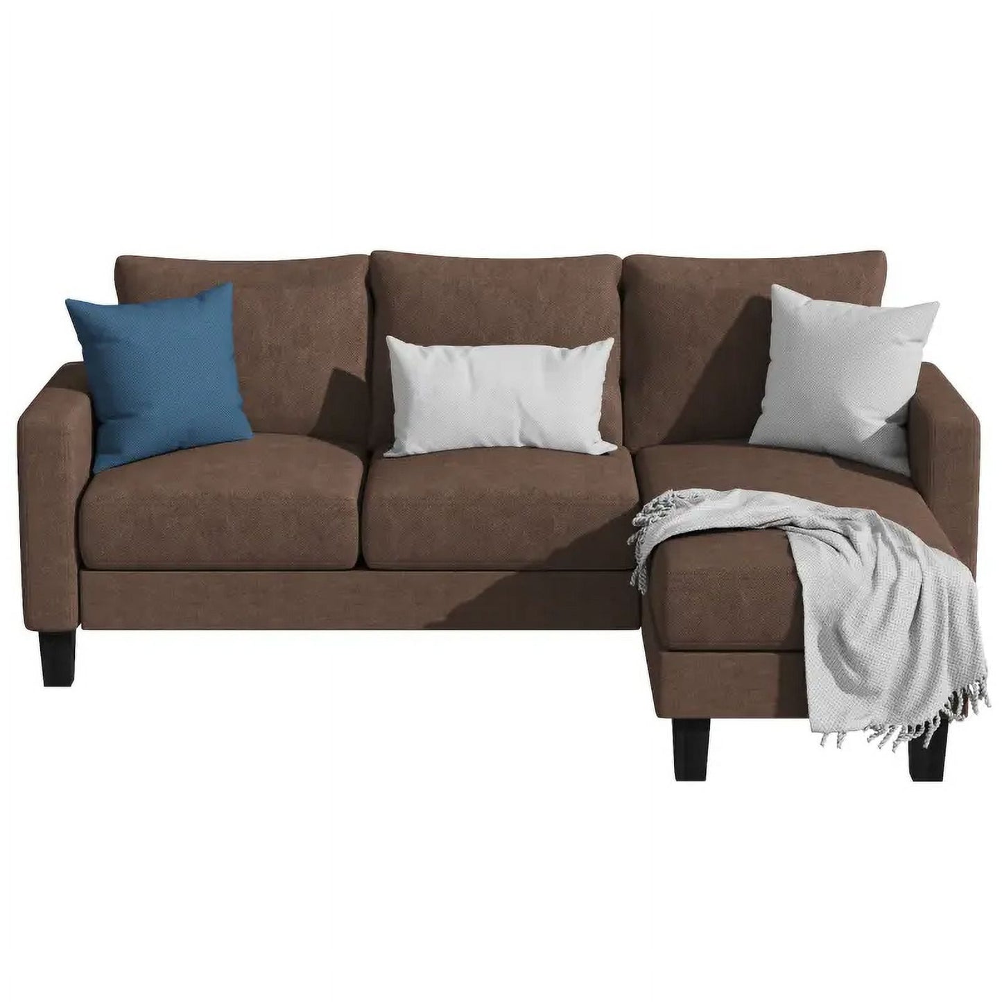 Vineego Convertible Sectional Sofa Couch, 3 Seat L-Shaped Sofa,Dark Gray