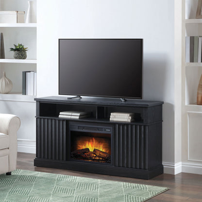 Whalen Furniture Harris Fluted Media Fireplace Console for TVs up to 70”, Pine Finish