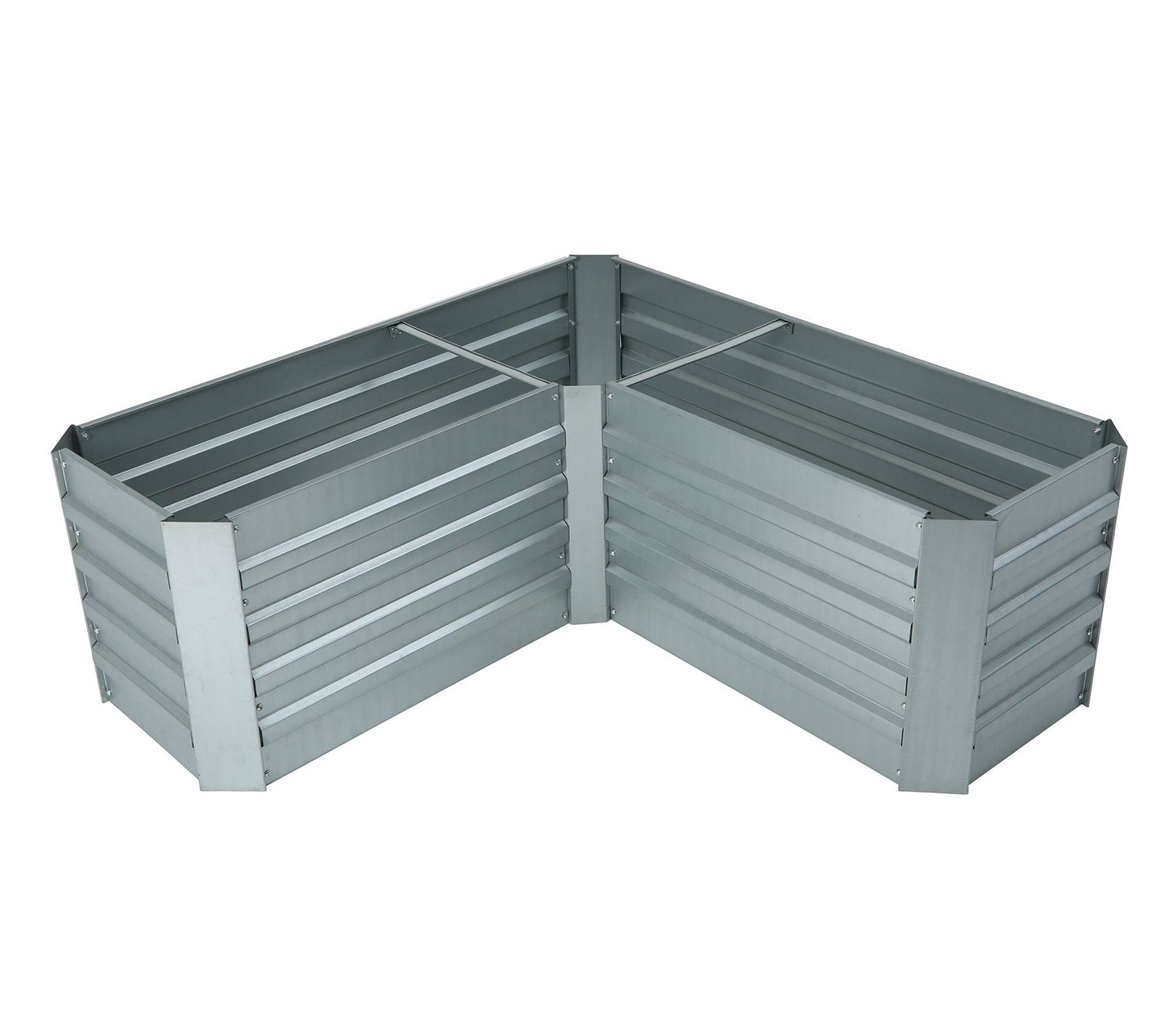 Luxen Home L-Shaped Galvanized Raised Garden Be d