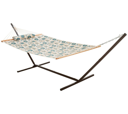 52" Multi-Colored Quilted Hammock Combo with Pillow and Stand