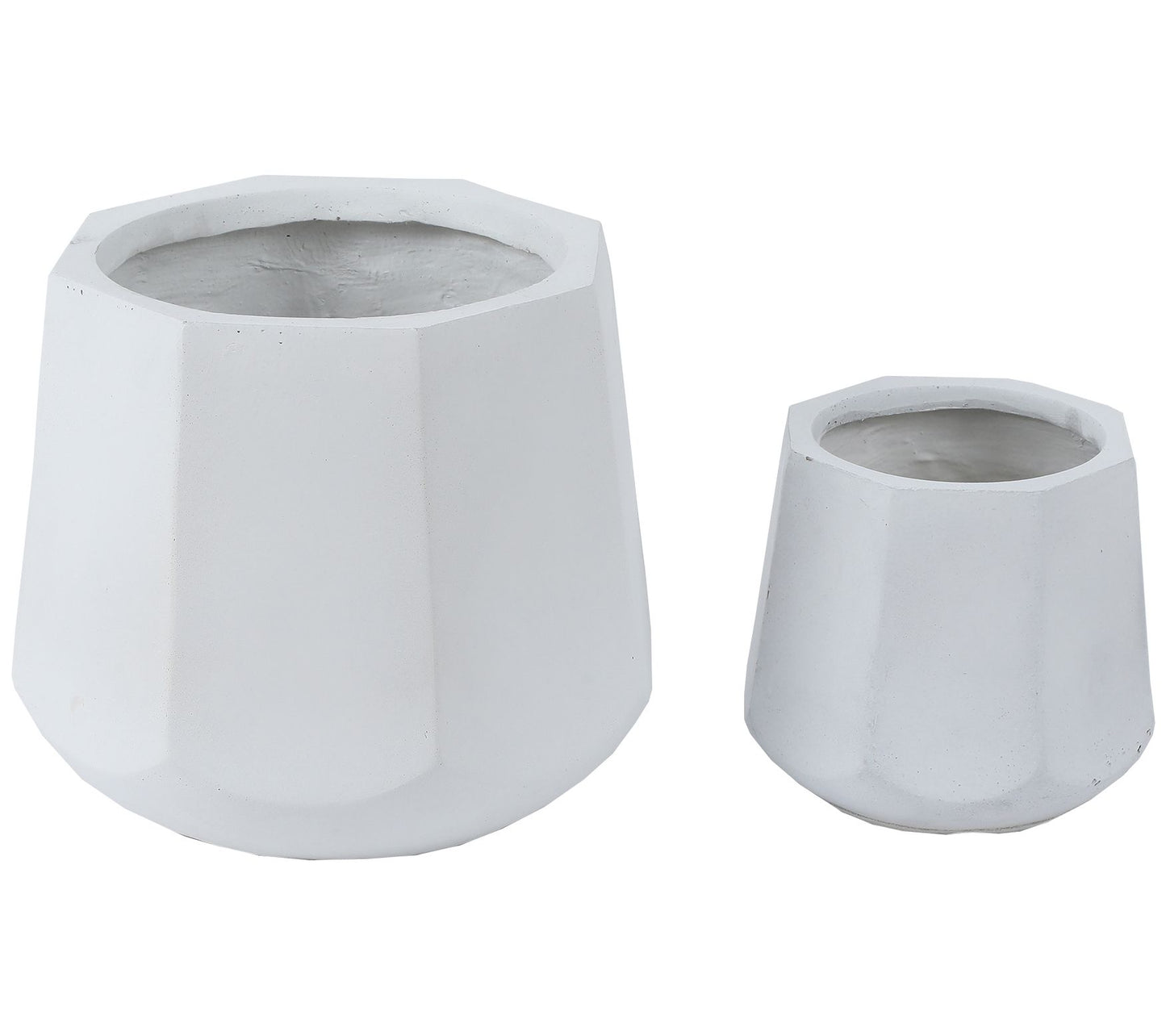 LuxenHome 2-Piece White Round MgO Planters