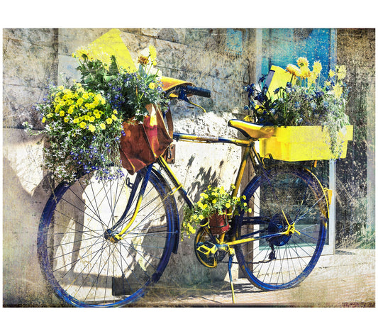West of the Wind Outdoor Canvas Art Blue/YellowBike 40" x 30"