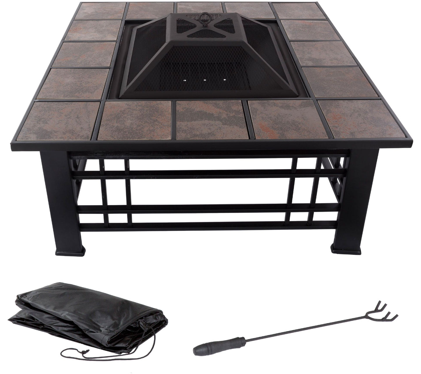 Pure Garden 32" Square Tile Fire Pit