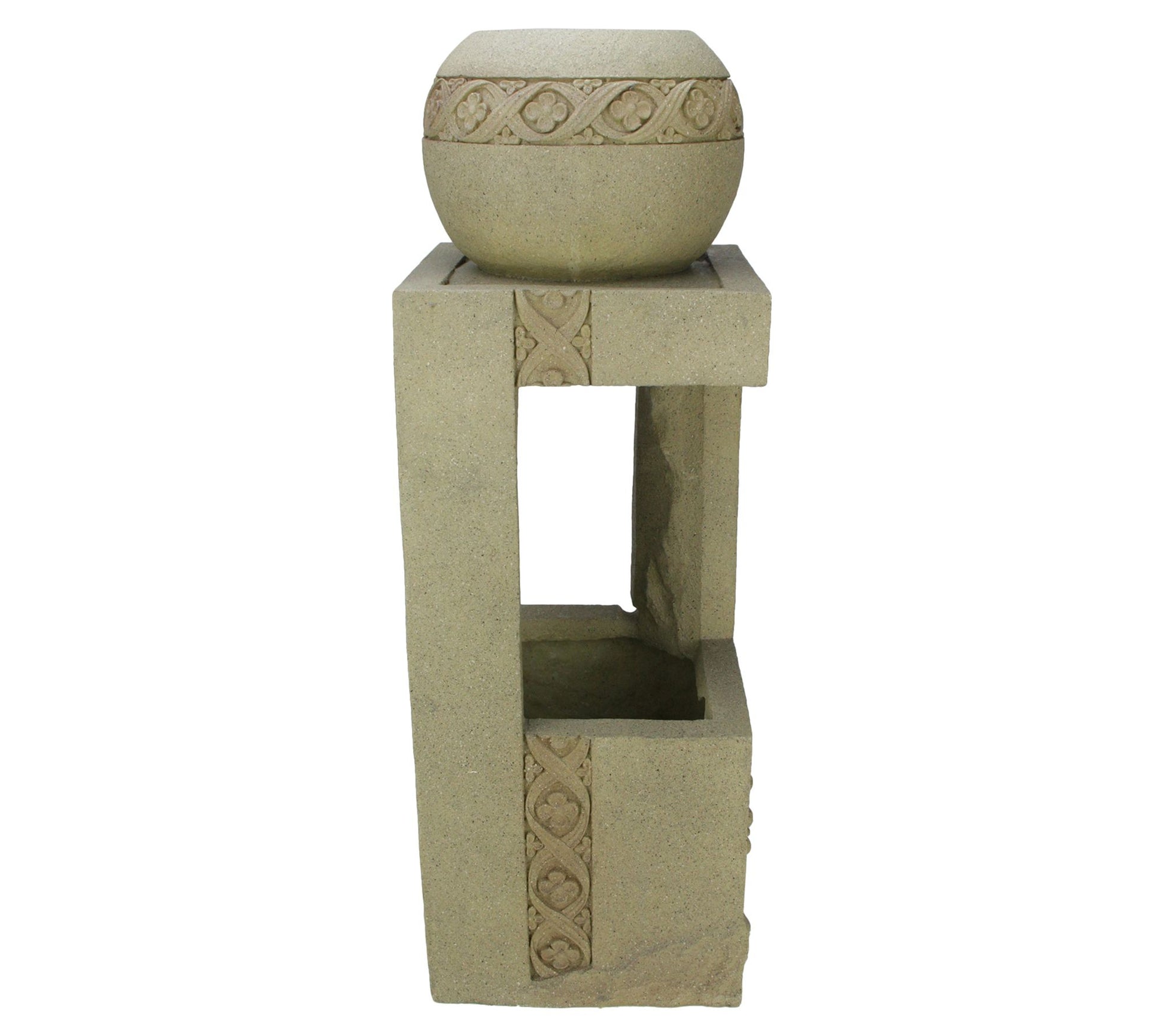 Northlight Beige Floral Bowl Sphere Fountain