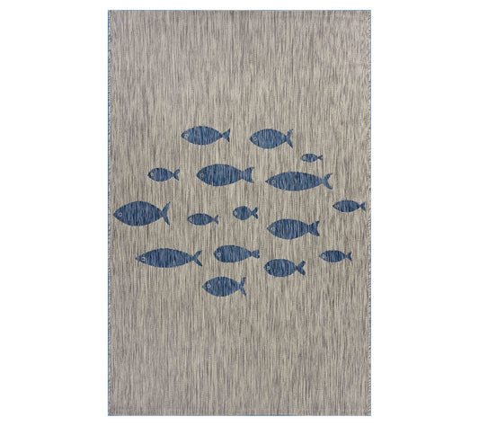 Ox Bay Aquatic Fish Indoor/Outdoor Catalina Rug7'9" x 9'9"