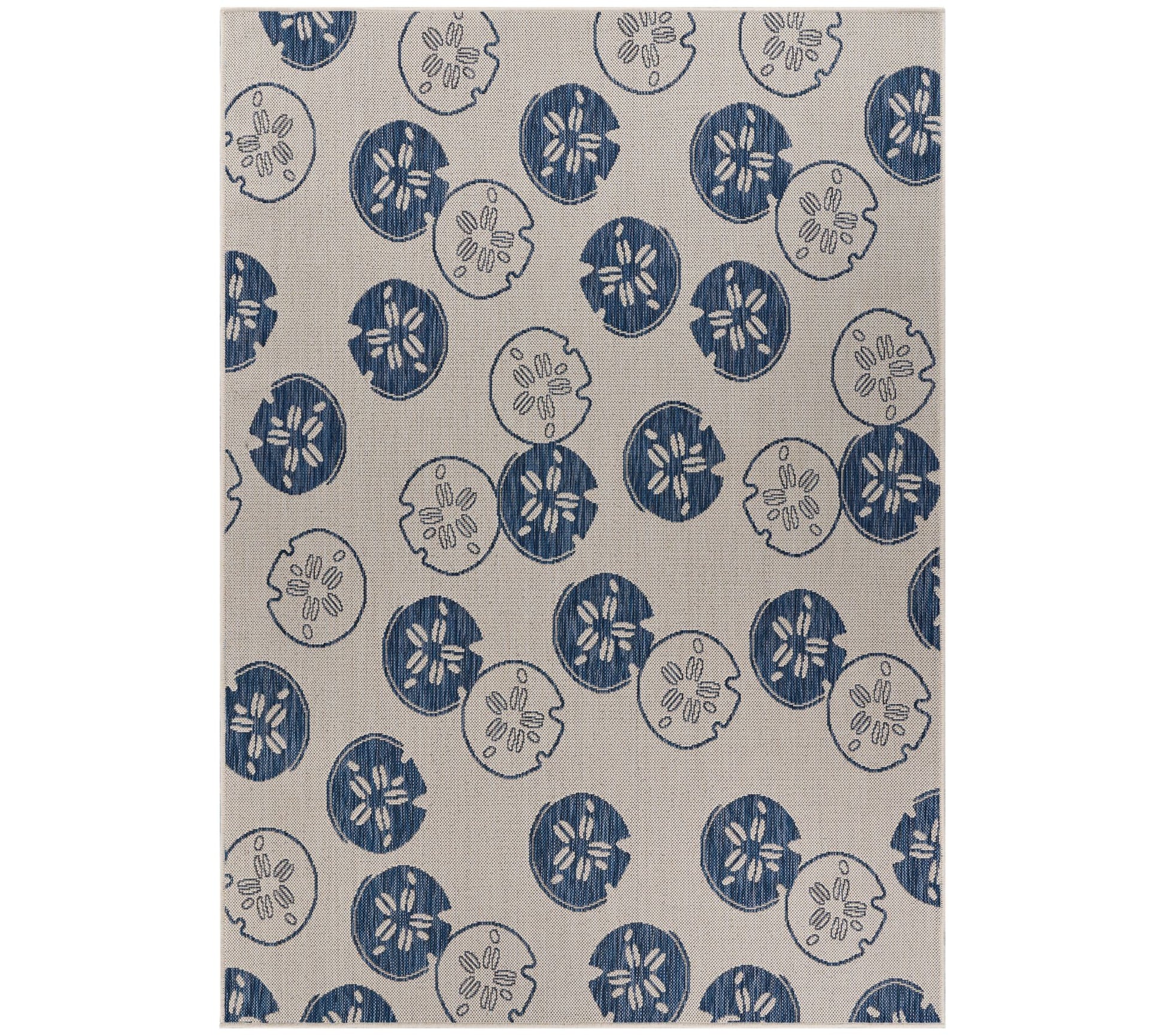 Ox Bay Navy Sand Dollars Indoor/Outdoor Rug 7'10" x 9'10"