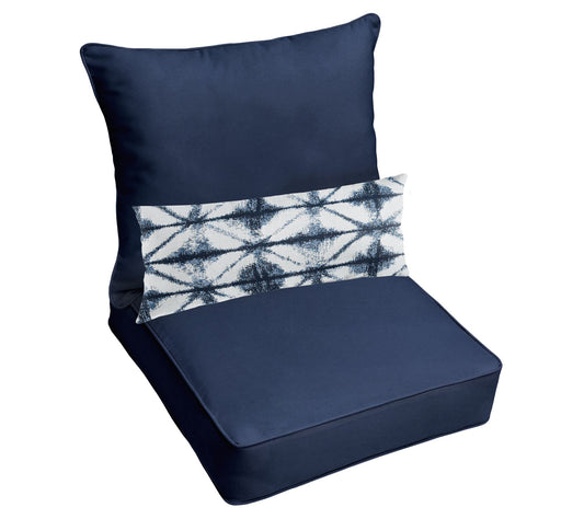 23 x 25 x 5 Deep Seating Set w Midori Indigo Lumbar Pillow