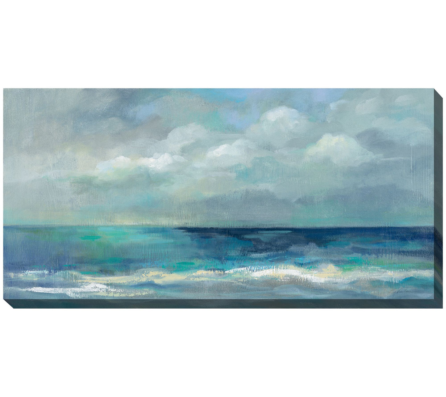West of the Wind Blue on Blue Outdoor Canvas Ar t 48" x 24"