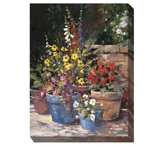 West of the Wind Blue Pots Outdoor Canvas Art 3x40