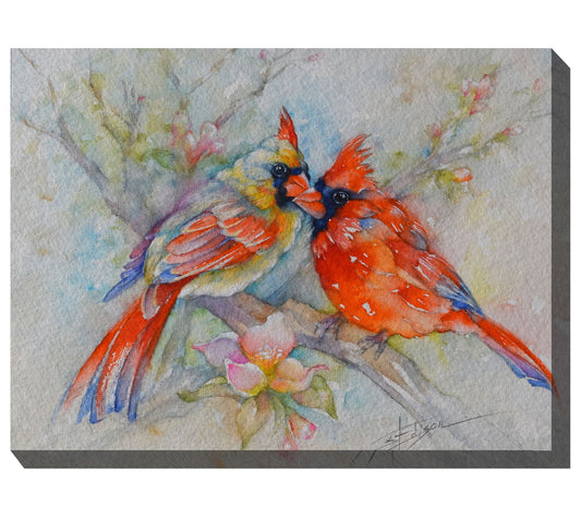 West of the Wind Cardinal Courtship Outdoor Canas Art 40x30