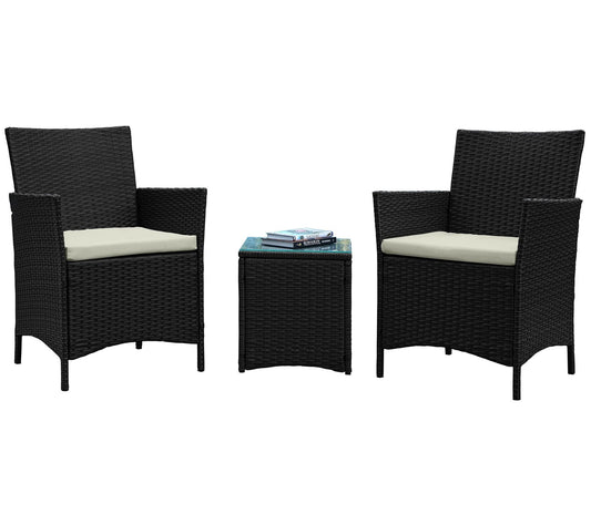 Imperia Steel Rattan 3-Piece Patio Conversation Set