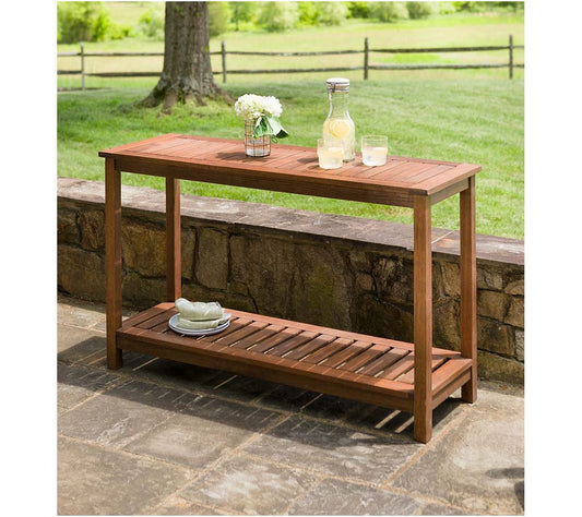 Plow & Hearth Lancaster Outdoor Eucalyptus WoodConsole Table