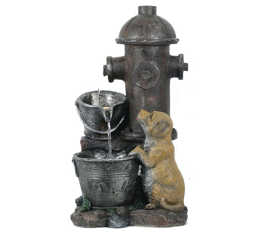 Santa's Workshop 23.2" Lighted Fire Hydrant andPup Fountain