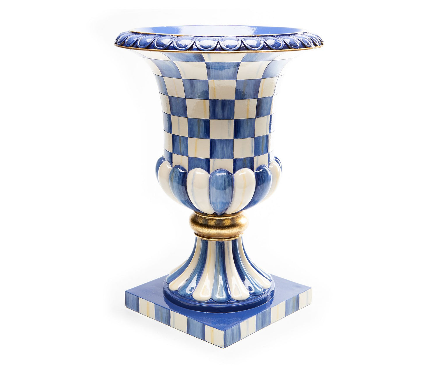 MacKenzie-Childs Royal Check Pedestal Tabletop Urn