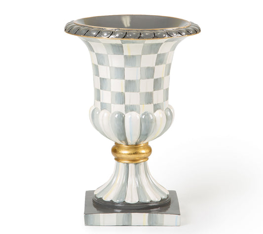 MacKenzie-Childs Sterling Check Pedestal Tabletp Urn