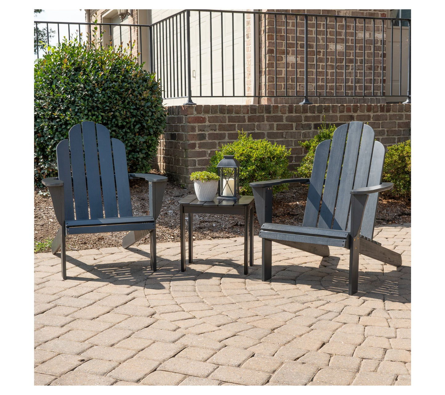 Linon Home Black Adirondack 2 Chairs and Table3Pc Set