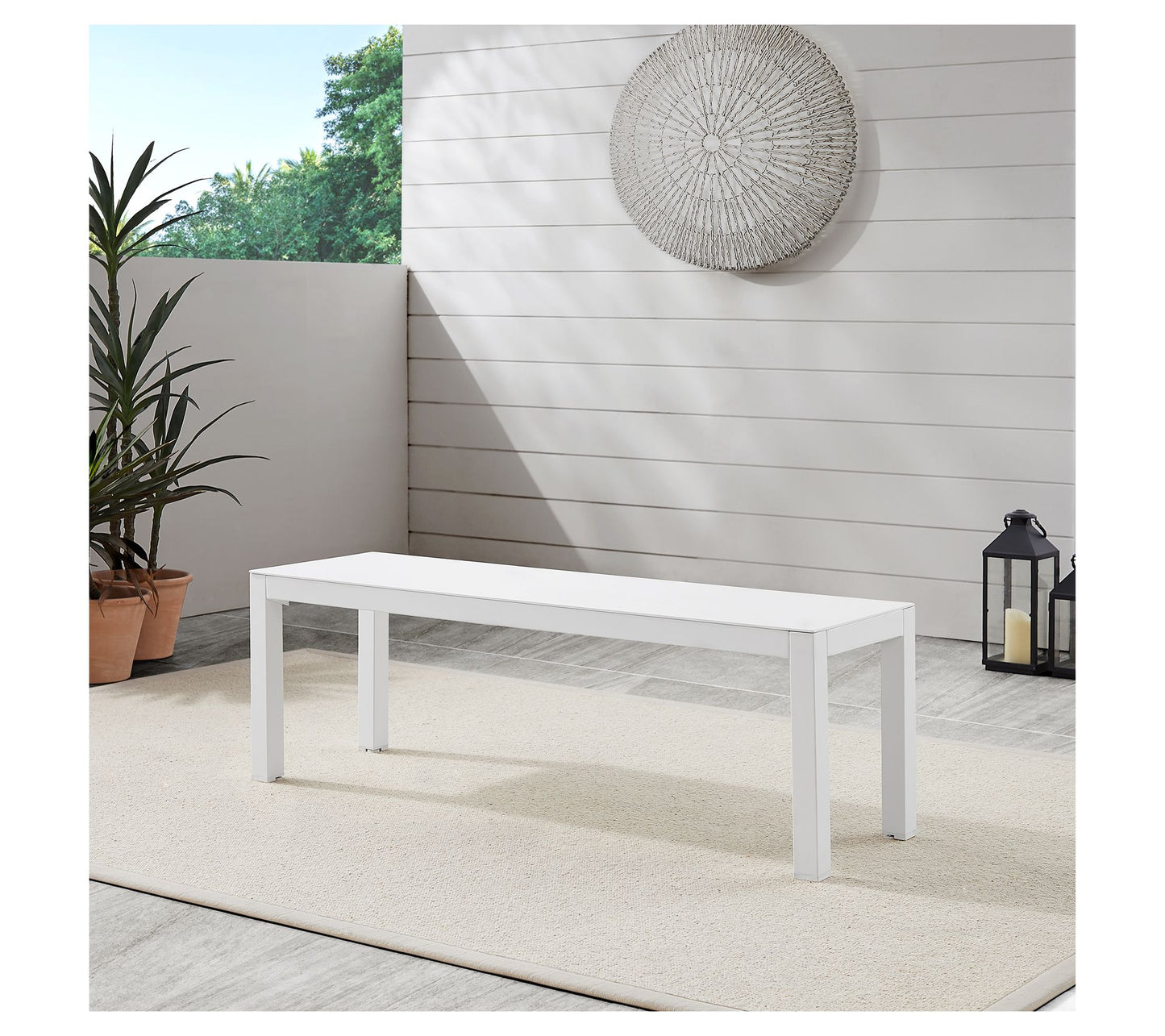 Linon Home Holland Aluminum Outdoor Bench White